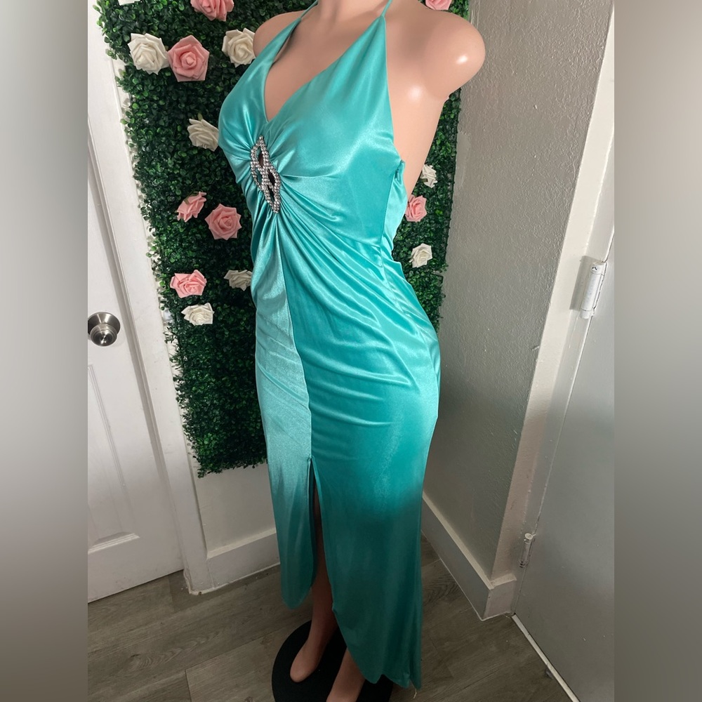 open lace back dress Morgan & Co 13290 Long Formal Sequin Prom Dress – The Dress Outlet main image 0